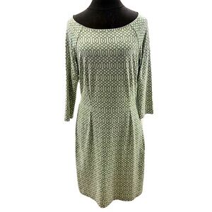 J McLaughlin Green White Lattice Print Catalina Cloth Dress Medium